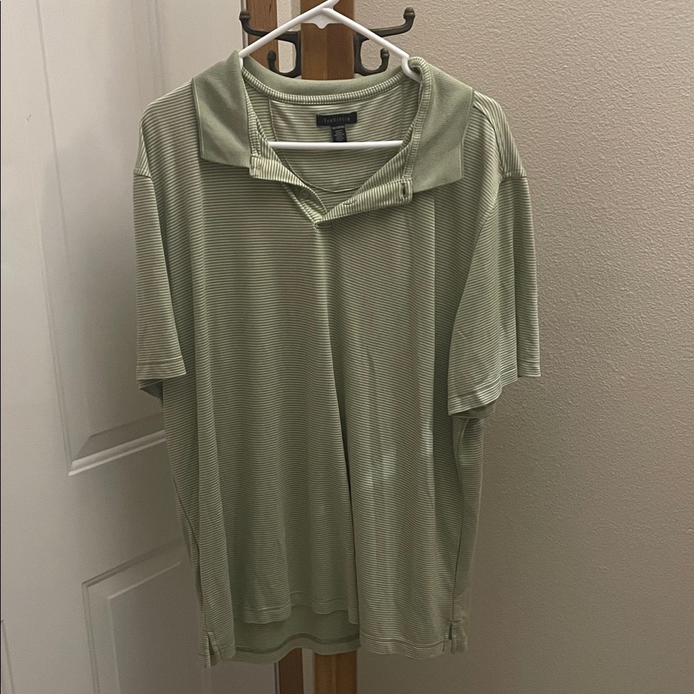 Van Heusen Green Striped Men's Polo Shirt